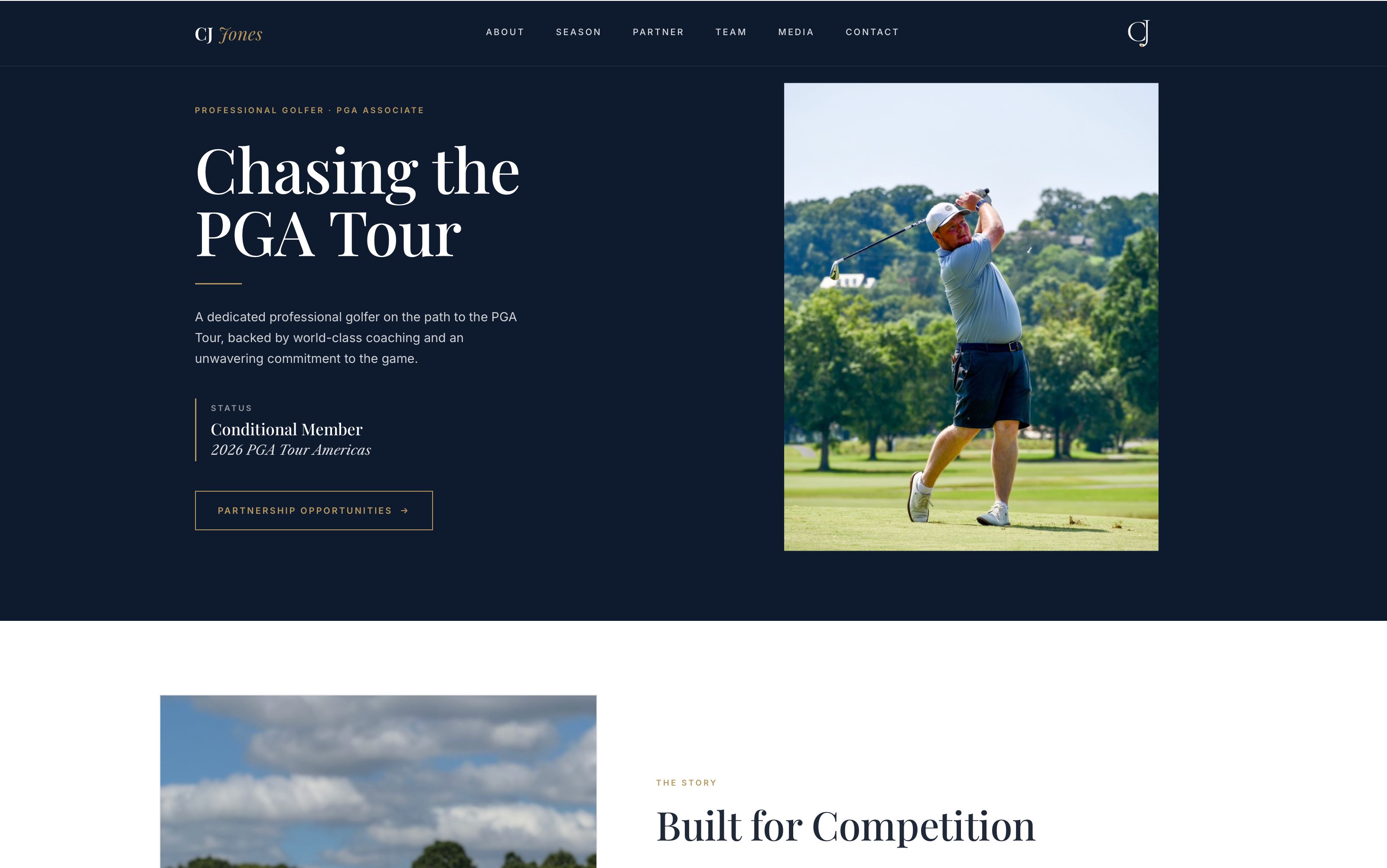 CJ Jones — professional golfer site built by Birdie & Parker